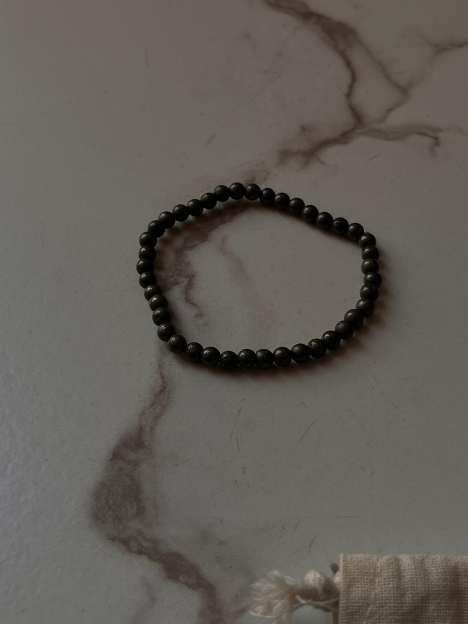 Natural Pyrite Round Crystal Bracelet 4MM