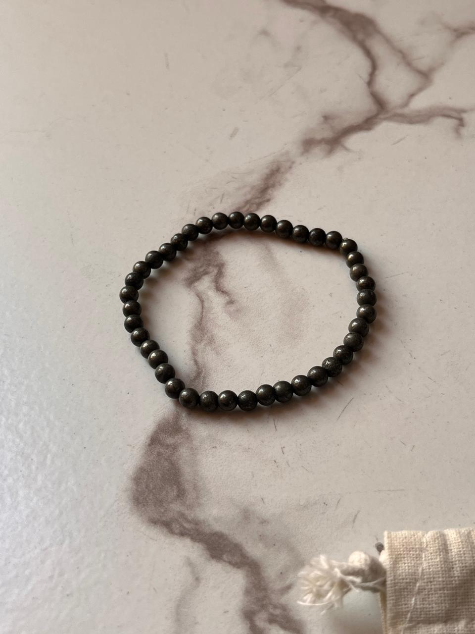 Healing Pyrite Crystal Bracelet 4MM for Abundance