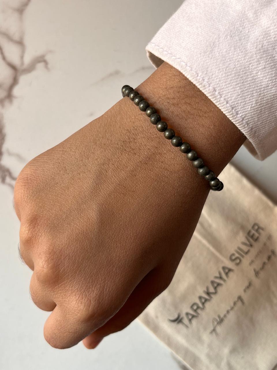 Stylish Pyrite Round Plain 4MM Bracelet for Everyday Wear