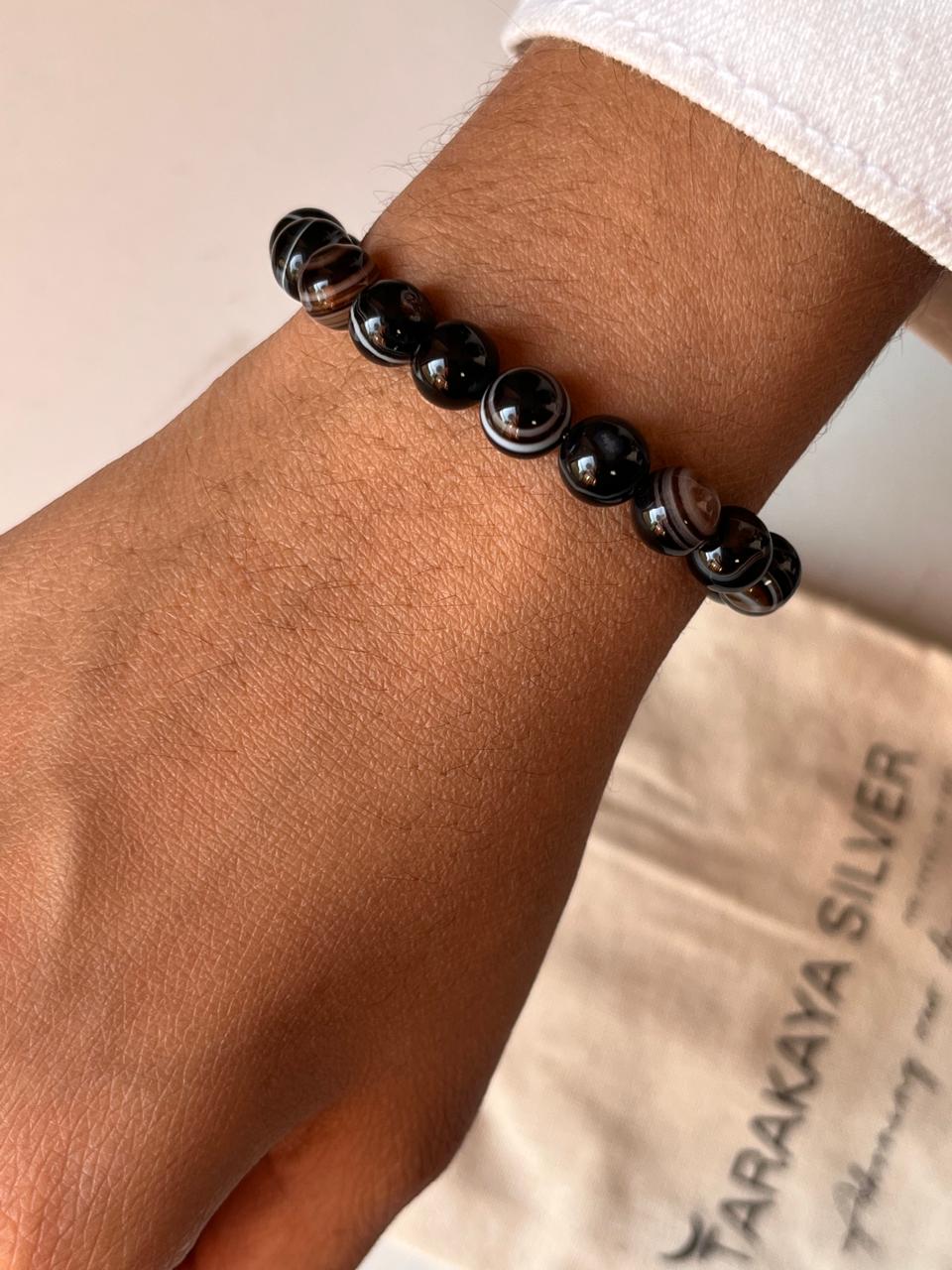 Handmade Sulemani Hakik 8MM Crystal Bracelet for Protection