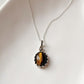Tiger Eye Oval Gemstone Pendant in Silver