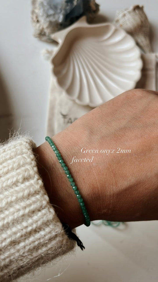 Green Onyx 2MM Faceted Crystal Bracelet