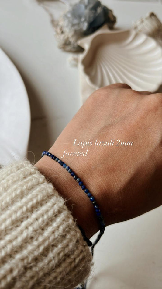 Lapis 2MM Faceted Crystal Silver Bracelet