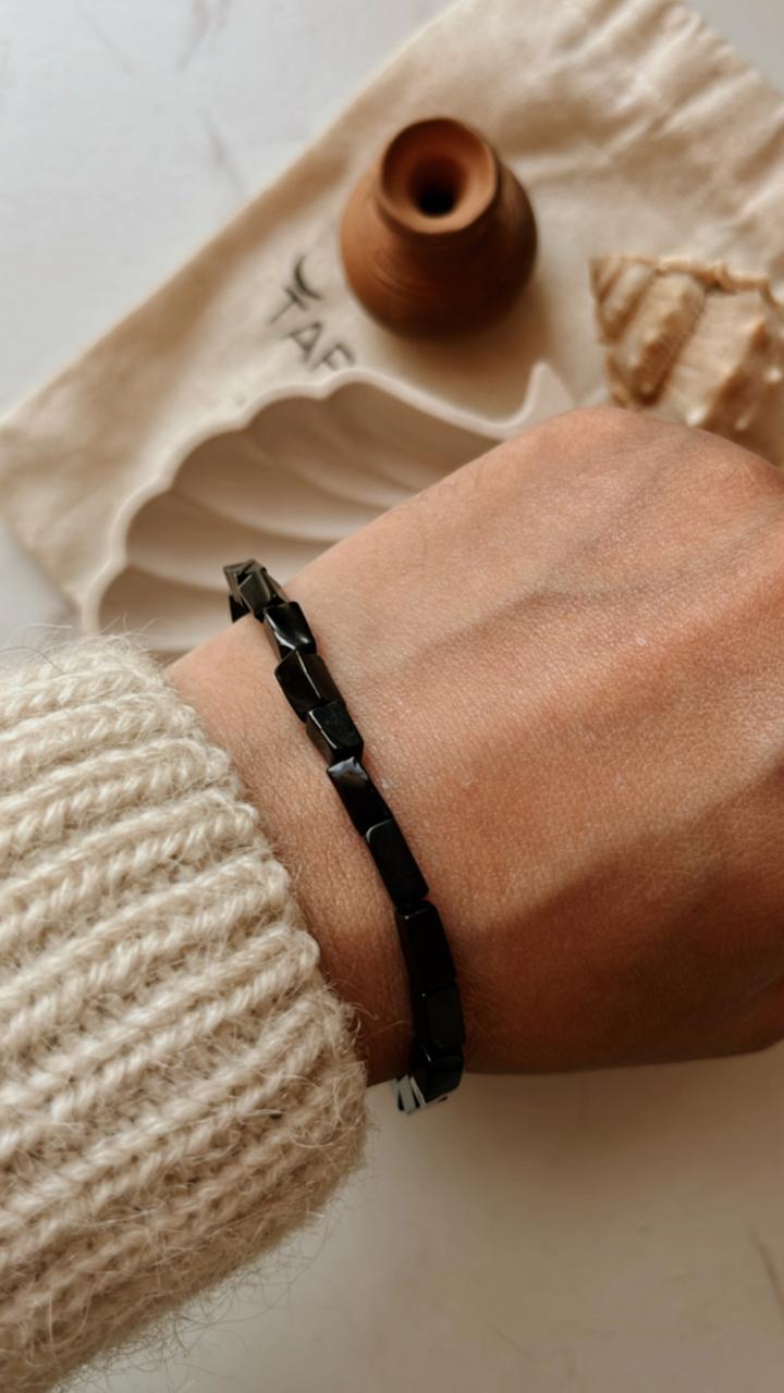 Unique Black Onyx Rectangular Crystal Bracelet