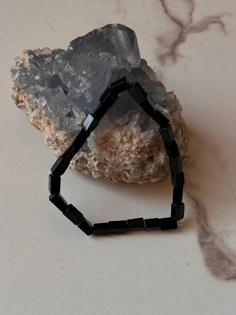 Stylish Black Onyx Rectangular Crystal Bracelet