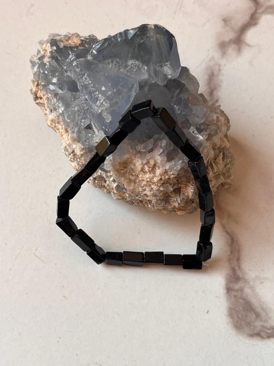 Rectangular Black Onyx Crystal Bracelet