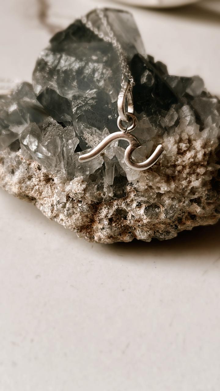Silver Necklace with Wave Pendant