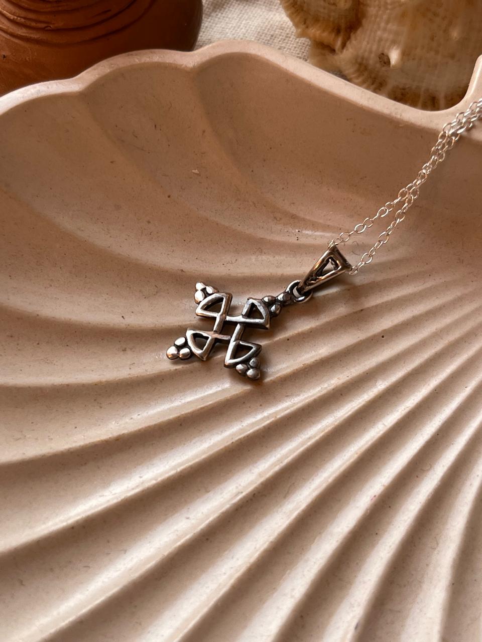 Kolam Design Tribal Silver Necklace