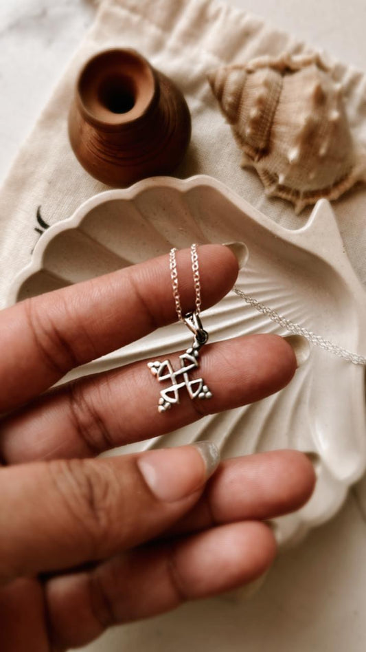 Tribal Kolam Silver Necklace