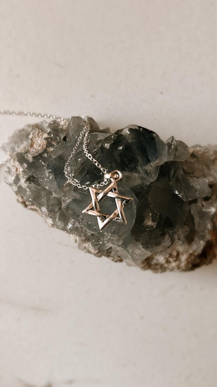 Sterling Silver Star of David 6 Points Necklace