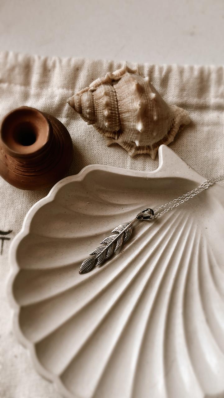 Minimalist Feather Silver Necklace