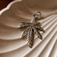 Big Hemp Leaf Cut Out Silver Necklace