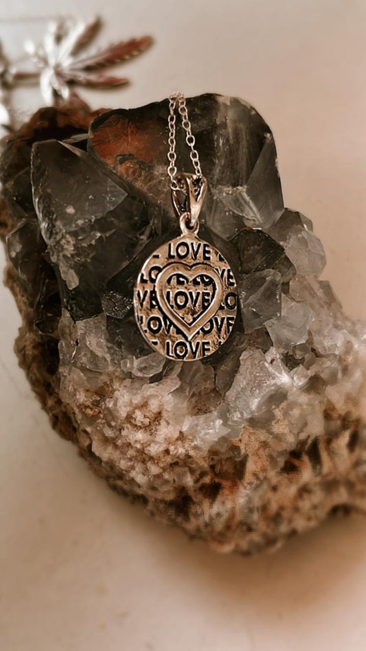 Love Round Silver Necklace