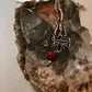 Silver Necklace with Trishul Damru Rudraksh Pendant