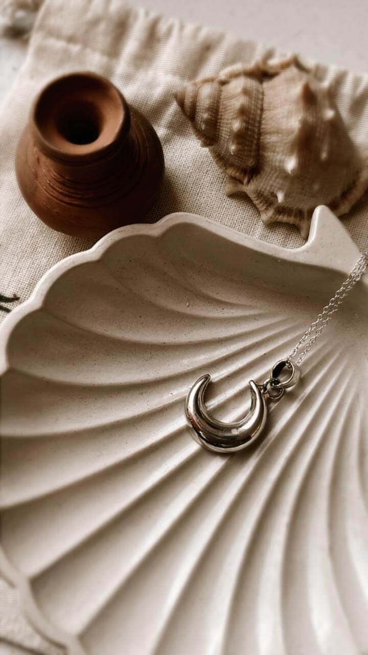 Minimalist Moon Silver Necklace