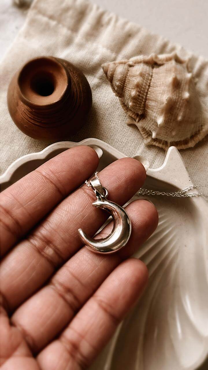 Silver Necklace with Moon Pendant