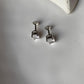 7MM South Screw Silver Stud Earrings with Cz Oval Cut