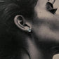 Statement CZ Heart Cut South Screw Silver Stud Earrings