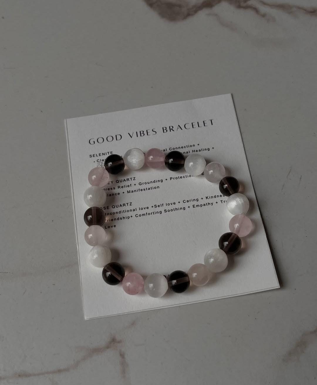 Intention Good Vibes 8MM Natural Crystal Bracelet