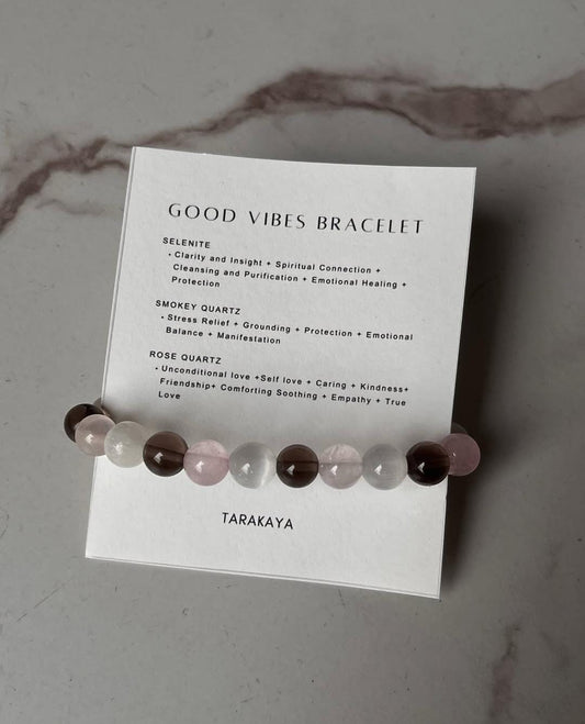 Intention Good Vibes 8MM Natural Crystal Bracelet