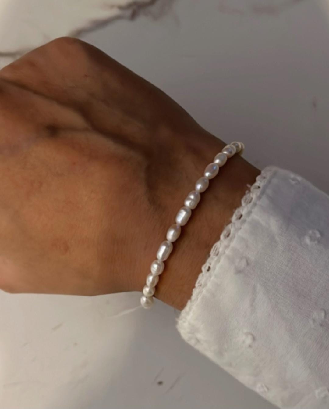Fresh Water Pearl 4MM Natural Silver Bracelet