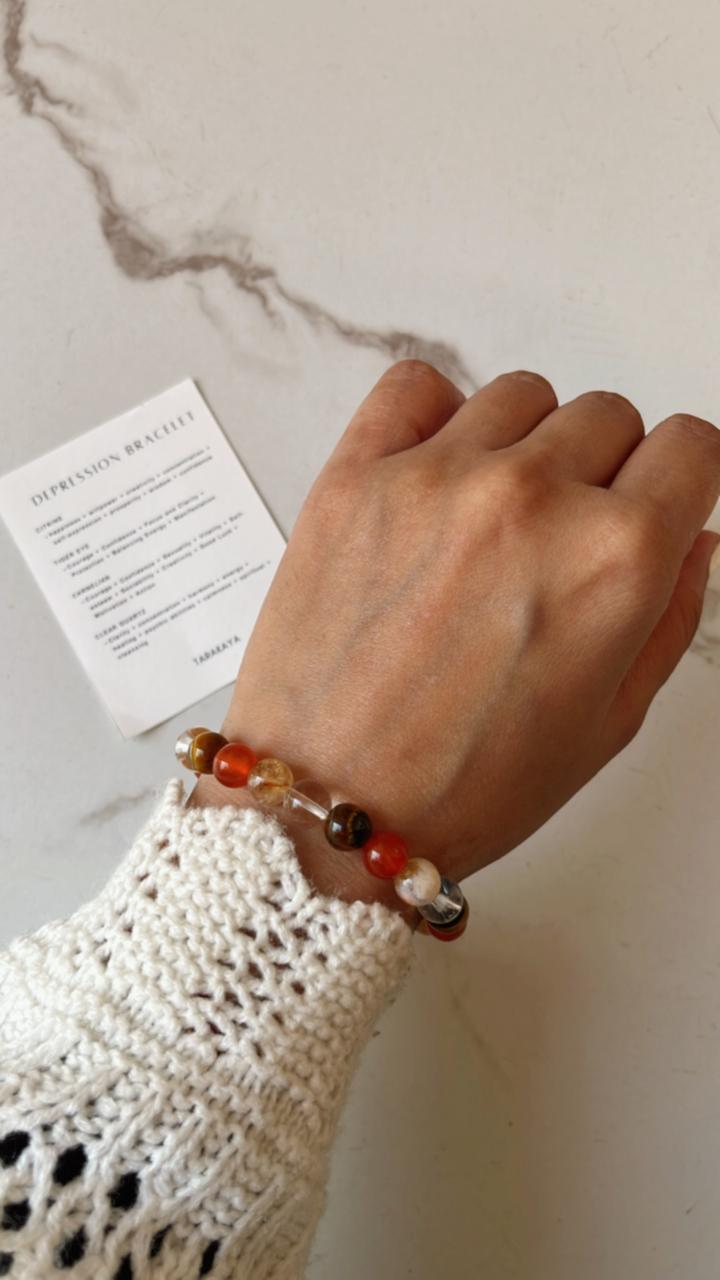Natural Crystal Bracelet with Depression Intention 8MM