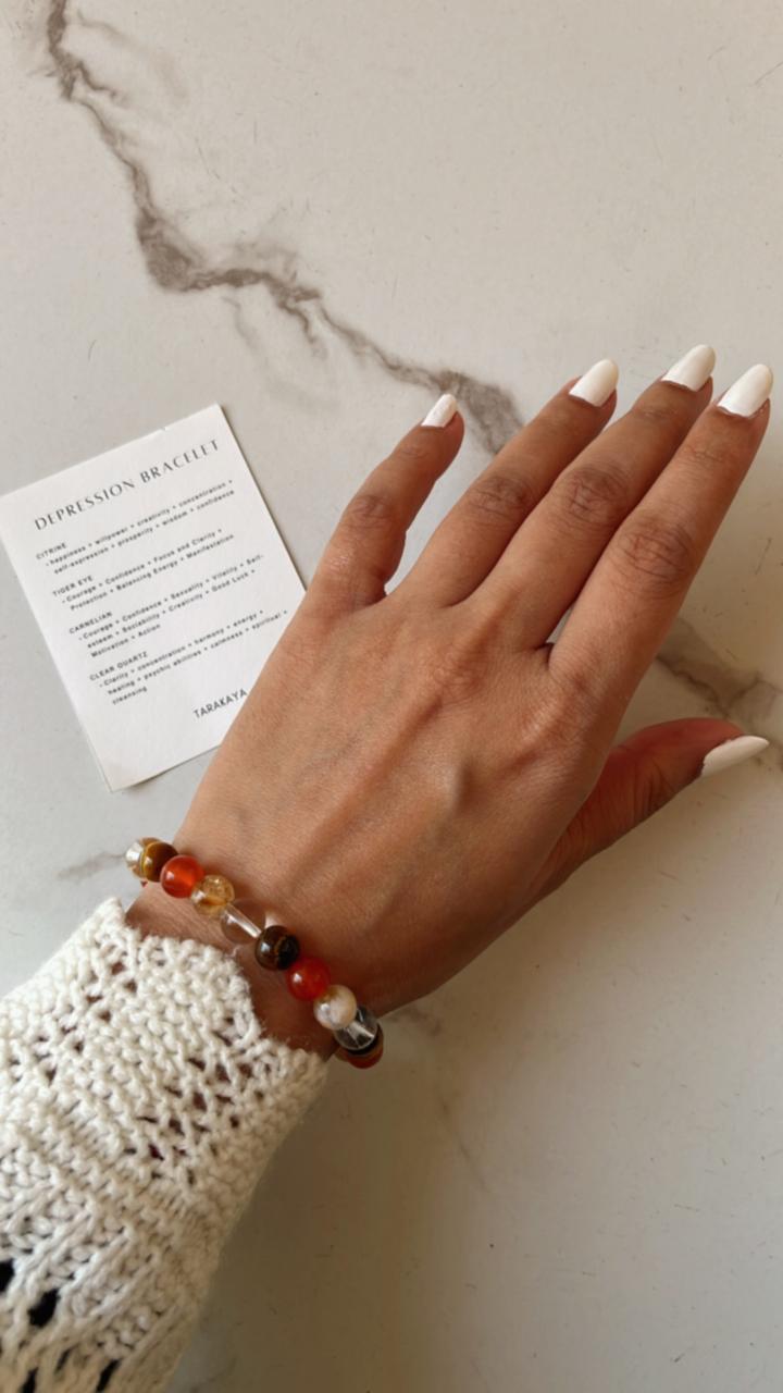 8MM Natural Crystal Bracelet with Depression Intention
