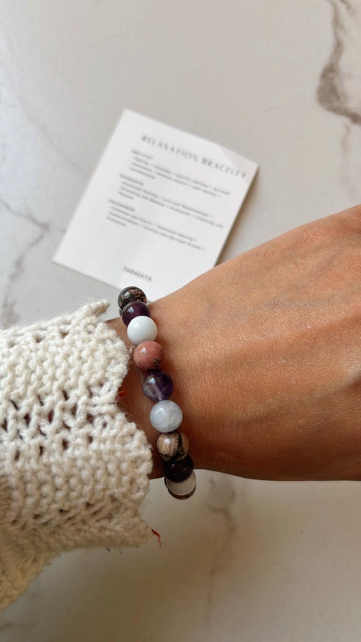 8MM Natural Crystal Bracelet with Relaxation Intention