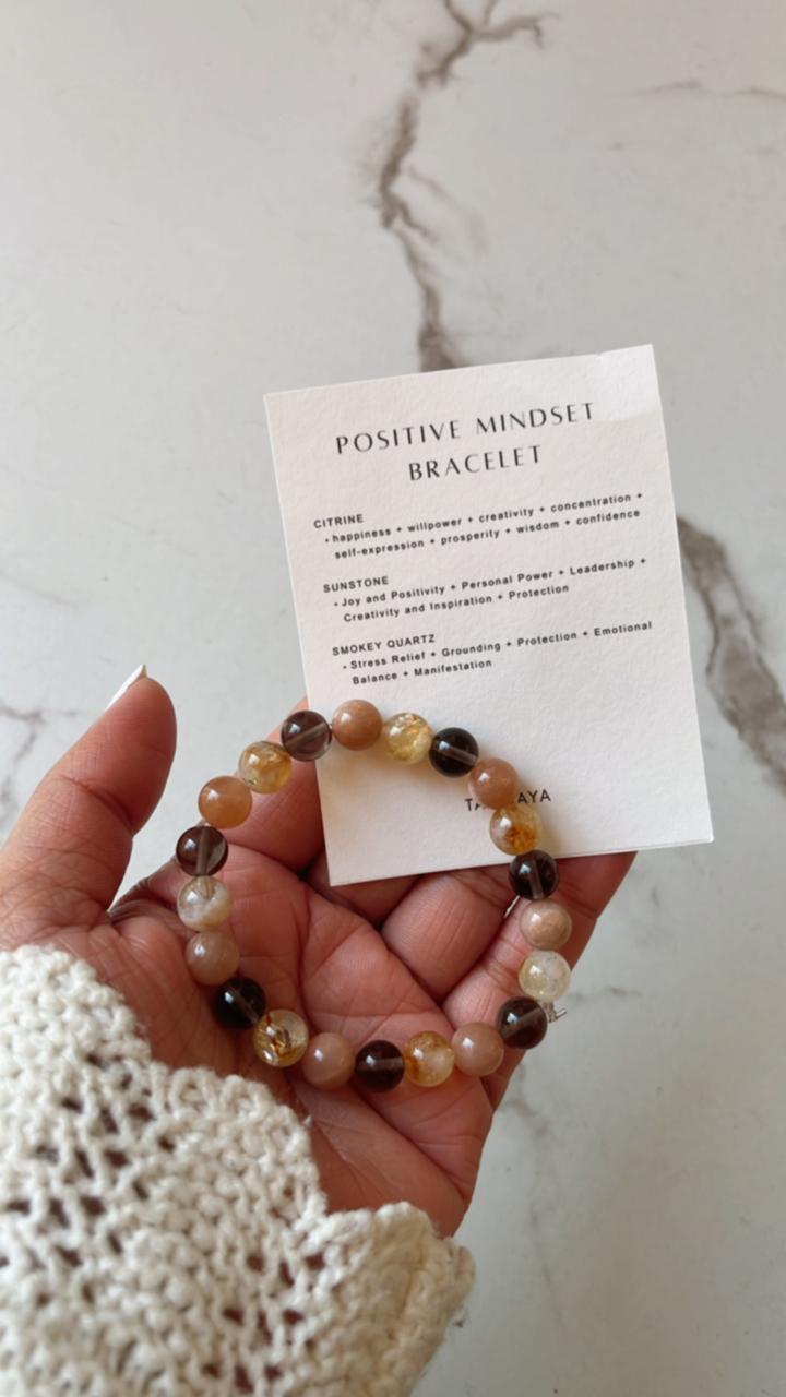 8MM Natural Crystal Bracelet with Positive Mindset Intention