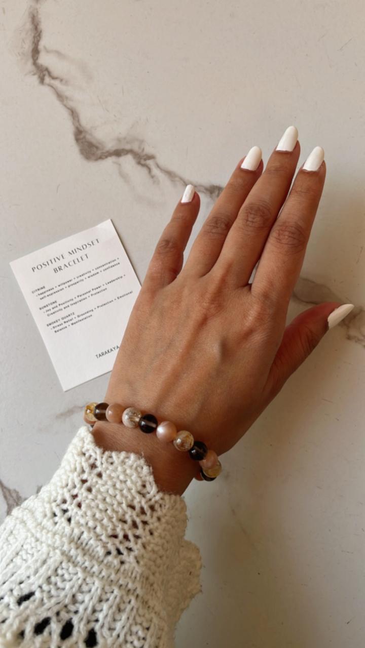 Natural Crystal Bracelet with Positive Mindset Intention 8MM