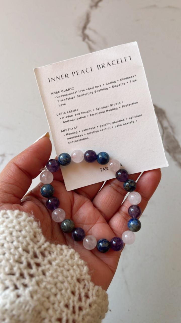 Natural Crystal Bracelet with Inner Peace Intention 8MM