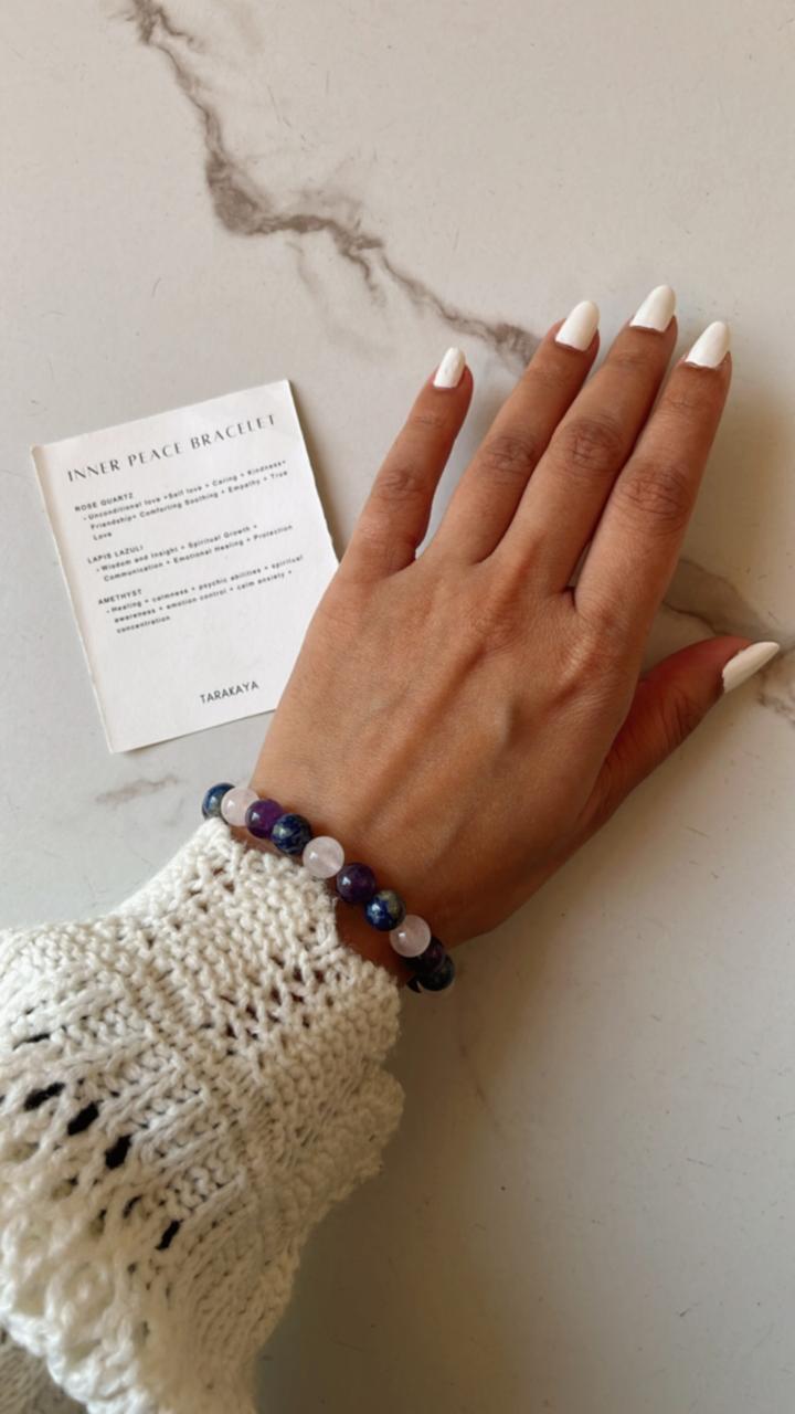 8MM Natural Crystal Bracelet with Inner Peace Intention