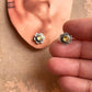 South Screw Yellow CZ Flower Silver Stud Earrings