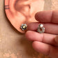 Flower Design South Screw Yellow CZ Silver Stud Earrings