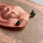 South Screw Green Cubic Zirconia Flower Silver Studs