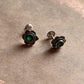 Green CZ Flower Silver Studs with South Screw