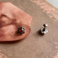 Flower Design South Screw Pink CZ Silver Stud Earrings