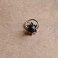 Close-up of Tribal Rawa turquoise nose pin in 925 sterling silver with wired back