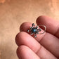 Close-up of Tribal Rawa turquoise nose pin in 925 sterling silver