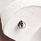 Handcrafted silver nose pin with black cubic zirconia and tribal rawa motif