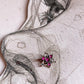 Tribal Rawa Floral Pink CZ Stone Wired Back Silver Nose Pin with intricate design