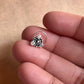 Tribal silver nose pin featuring white CZ stone with wired back design