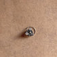925 sterling silver nose pin with white CZ gemstone and tribal rawa pattern