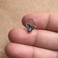 Handcrafted sterling silver nose pin with multi-color cubic zirconia for piercing
