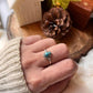Pear-shaped Turquoise gemstone set in copper silver band ring