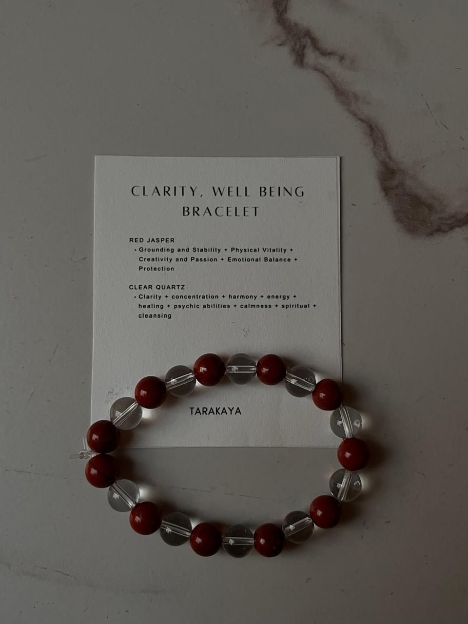 Natural crystal bracelet with intention for clarity and well-being