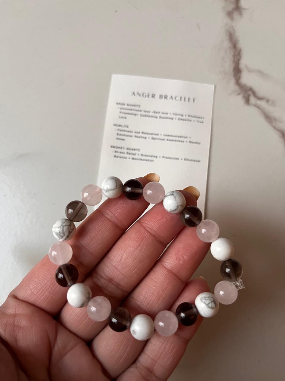 Natural crystal bracelet with intention to release anger