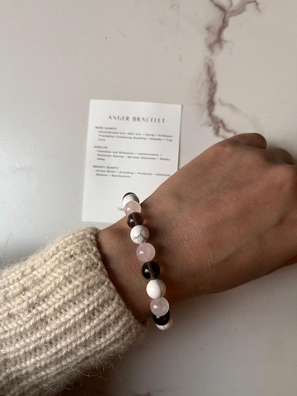 8MM natural crystal bracelet designed to calm anger