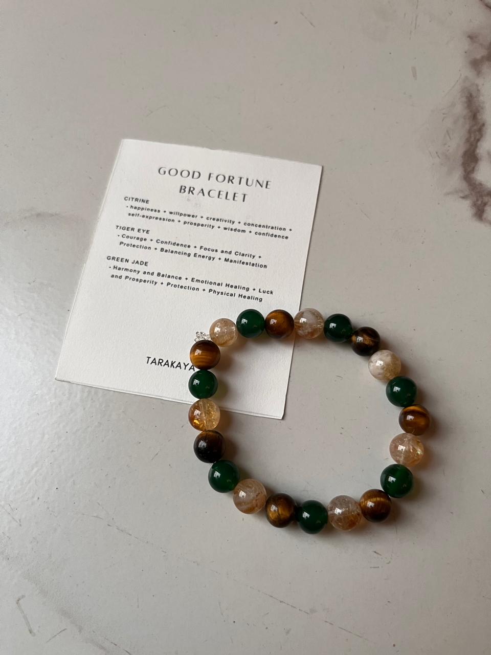 Natural crystal bracelet with intention for good fortune