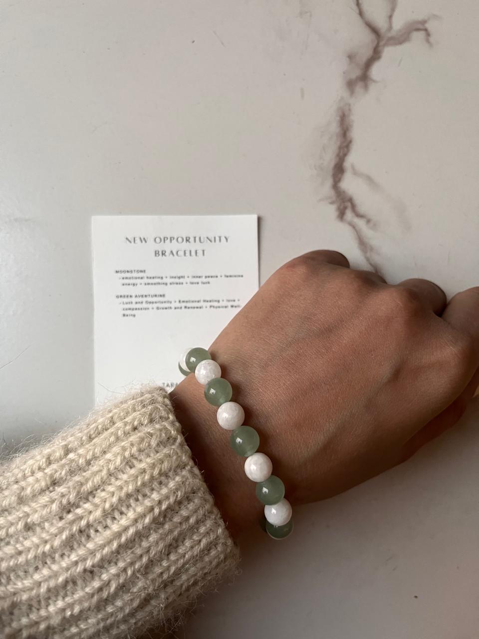 Natural crystal bracelet with intention for new opportunities